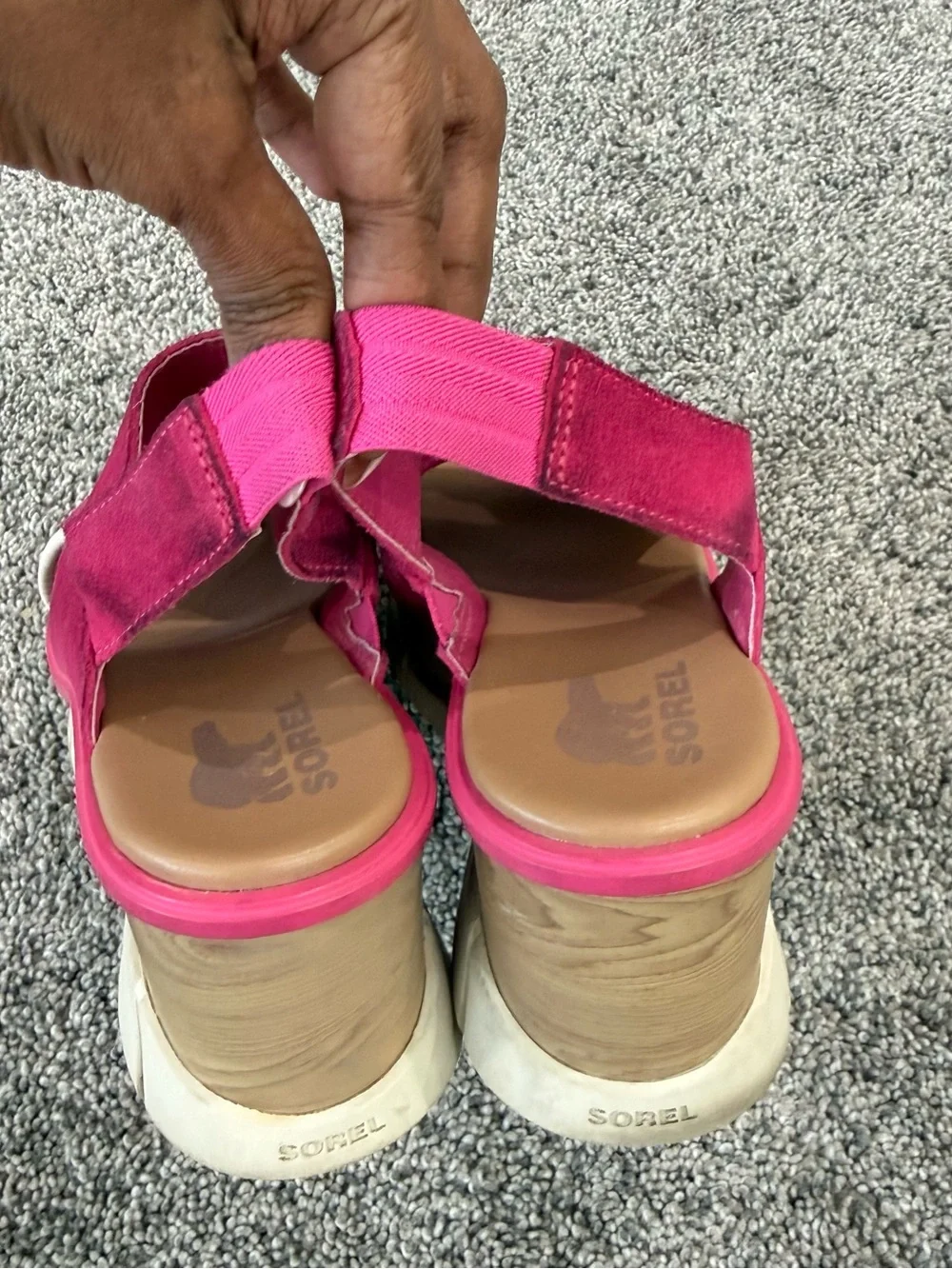 Sorel Pink Suede Wedge Platform Slide Sling backs Open Toe Women’s US 6.5 - Picture 3 of 12